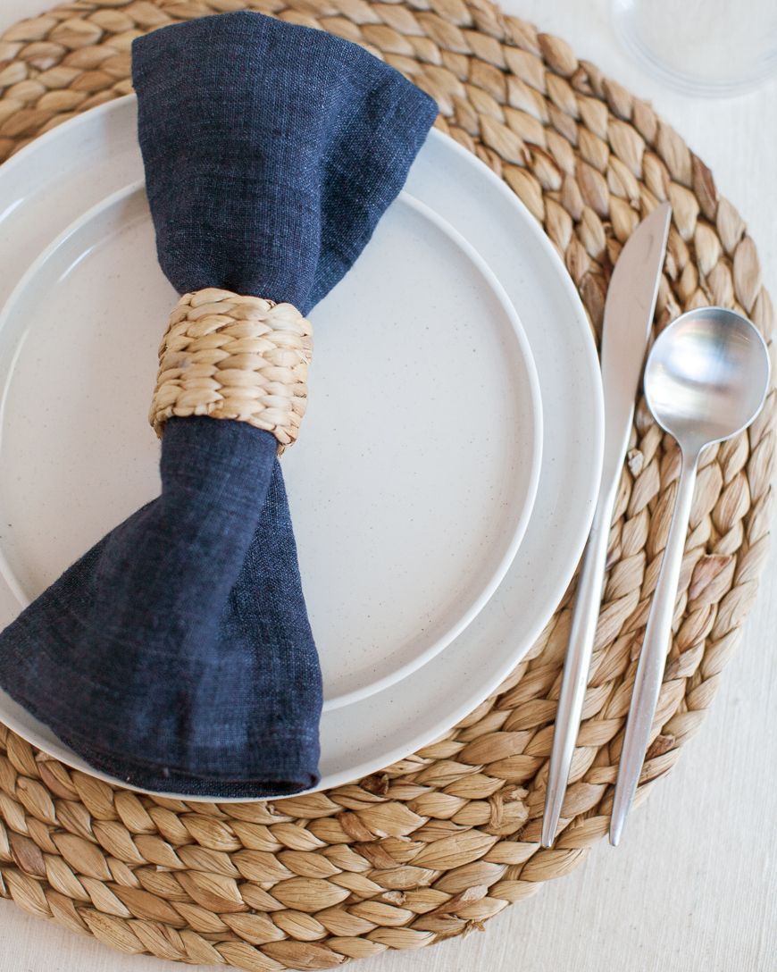 Hand-Woven Stone Washed Linen Hemmed Dinner Napkins