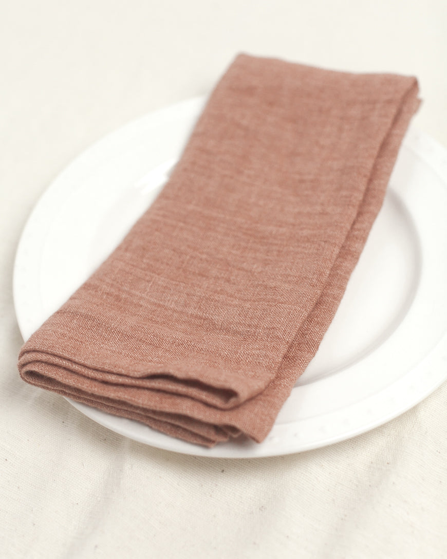 Hand-Woven Stone Washed Linen Hemmed Dinner Napkins