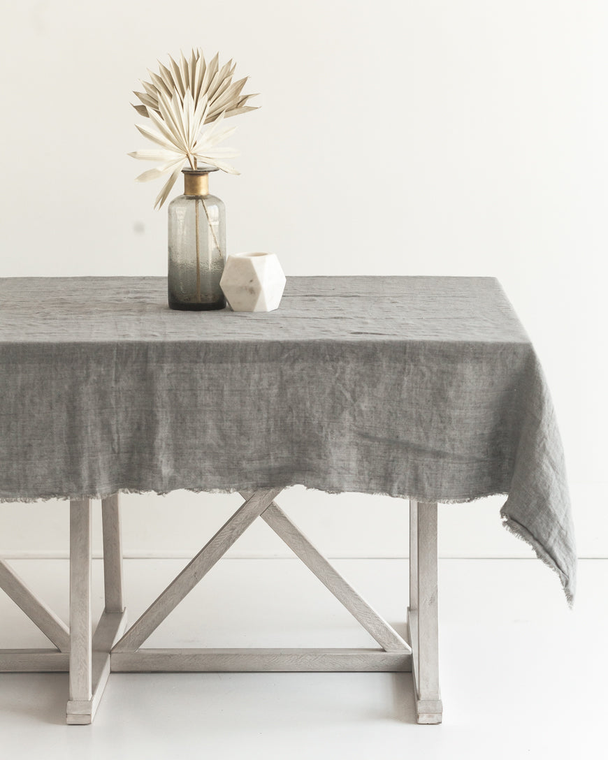 Hand-Woven Stone Washed Linen Tablecloth