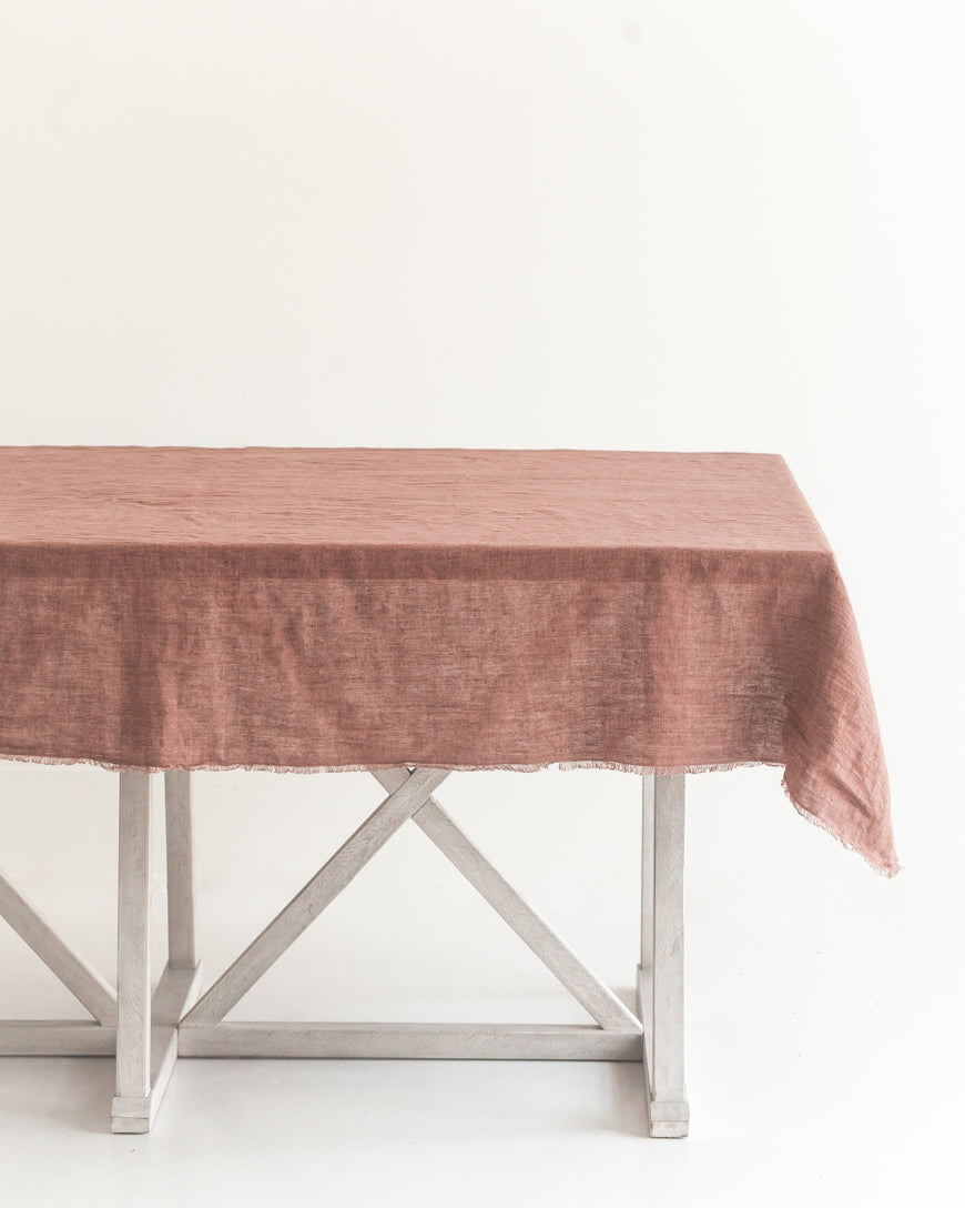 Hand-Woven Stone Washed Linen Tablecloth