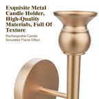 2-Pack Golden Candle Holder Torch Wall Light, Electronic Candle Wall Scone-4