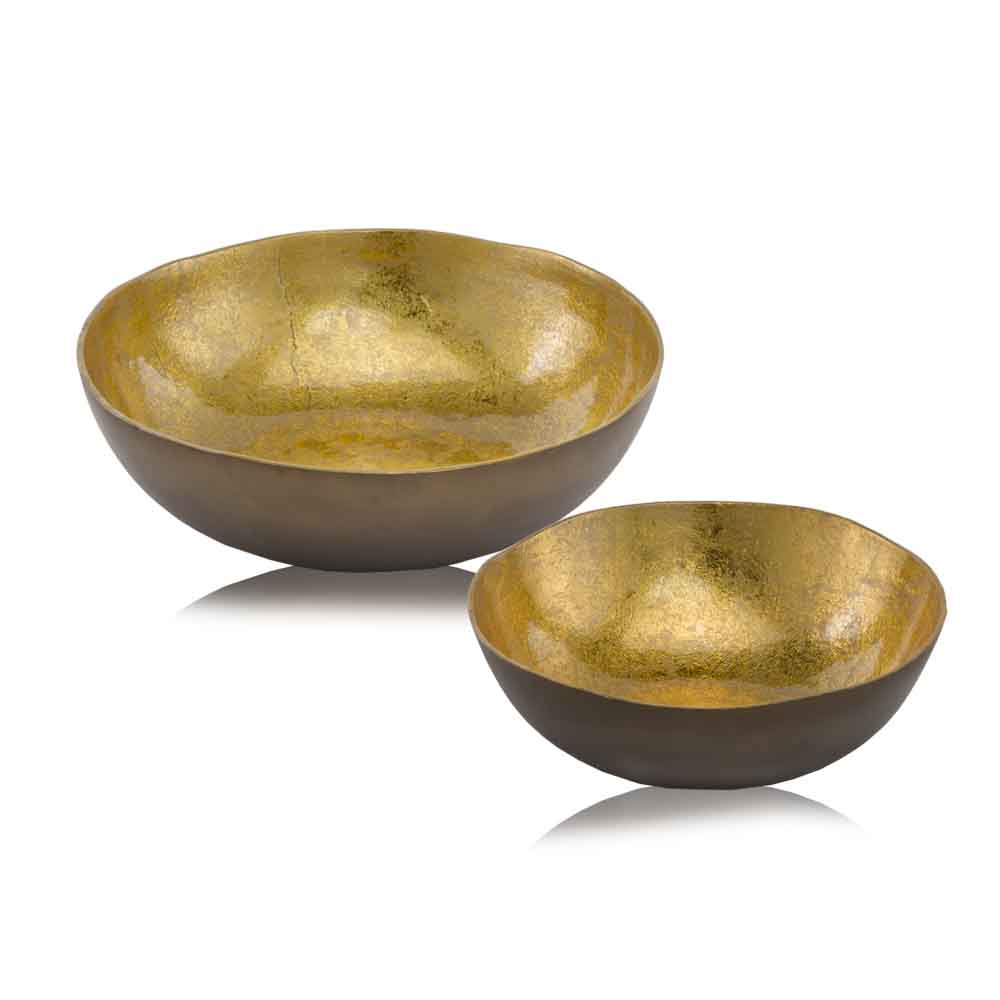 17" Gold & Bronze Aluminum Round Centerpiece Bowl