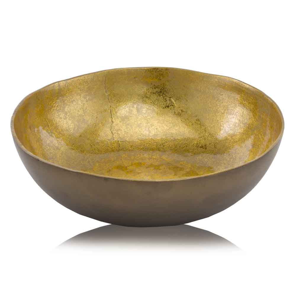 17" Gold & Bronze Aluminum Round Centerpiece Bowl