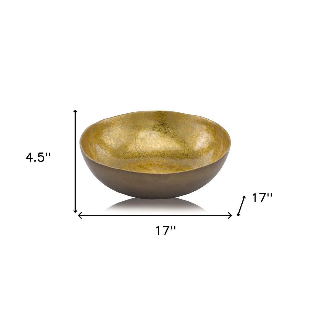 17" Gold & Bronze Aluminum Round Centerpiece Bowl