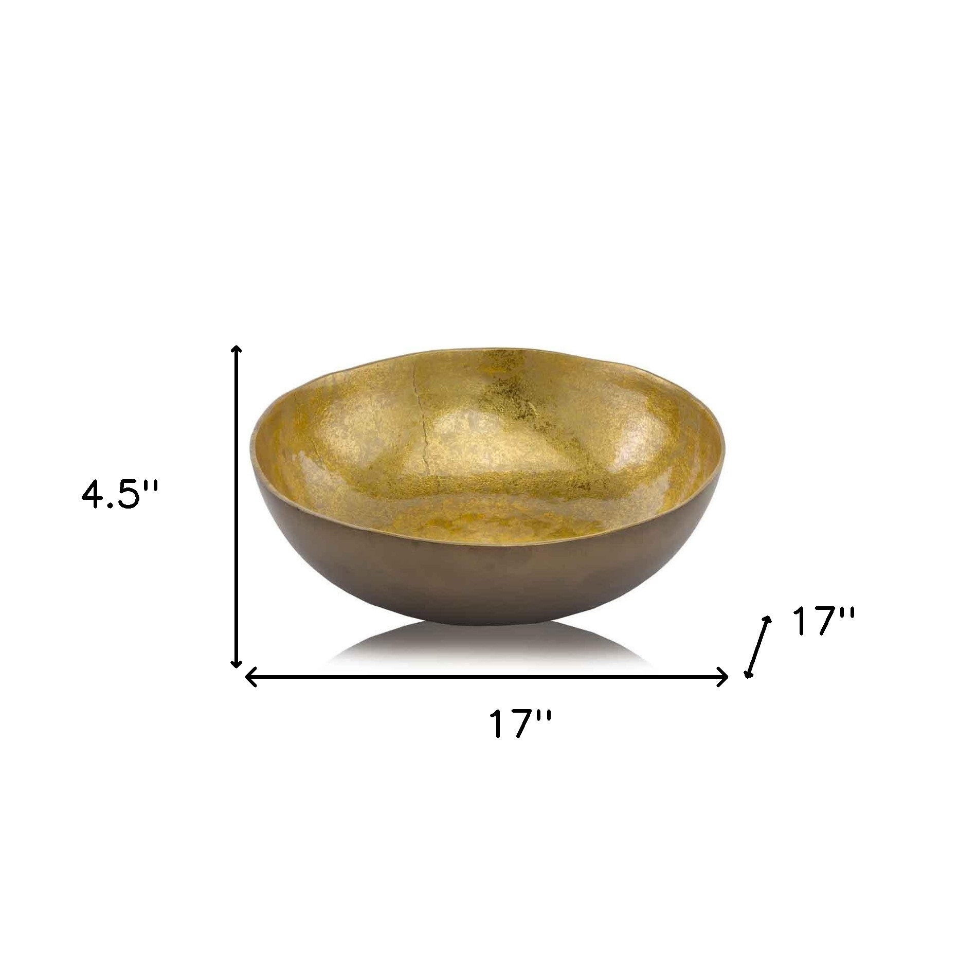 17" Gold & Bronze Aluminum Round Centerpiece Bowl