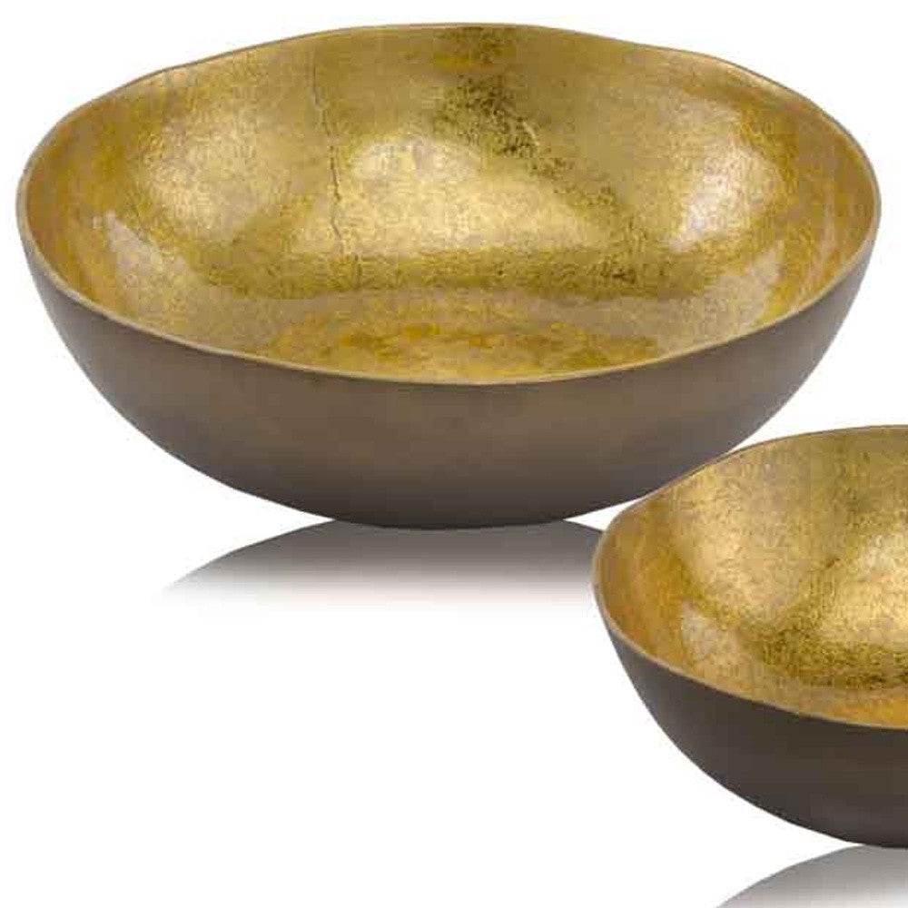 17" Gold & Bronze Aluminum Round Centerpiece Bowl