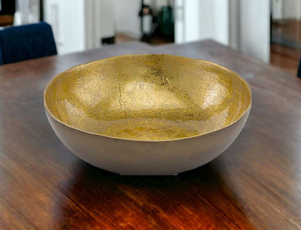 17" Gold & Bronze Aluminum Round Centerpiece Bowl