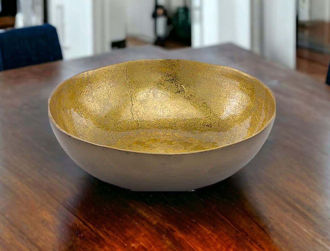 17" Gold & Bronze Aluminum Round Centerpiece Bowl
