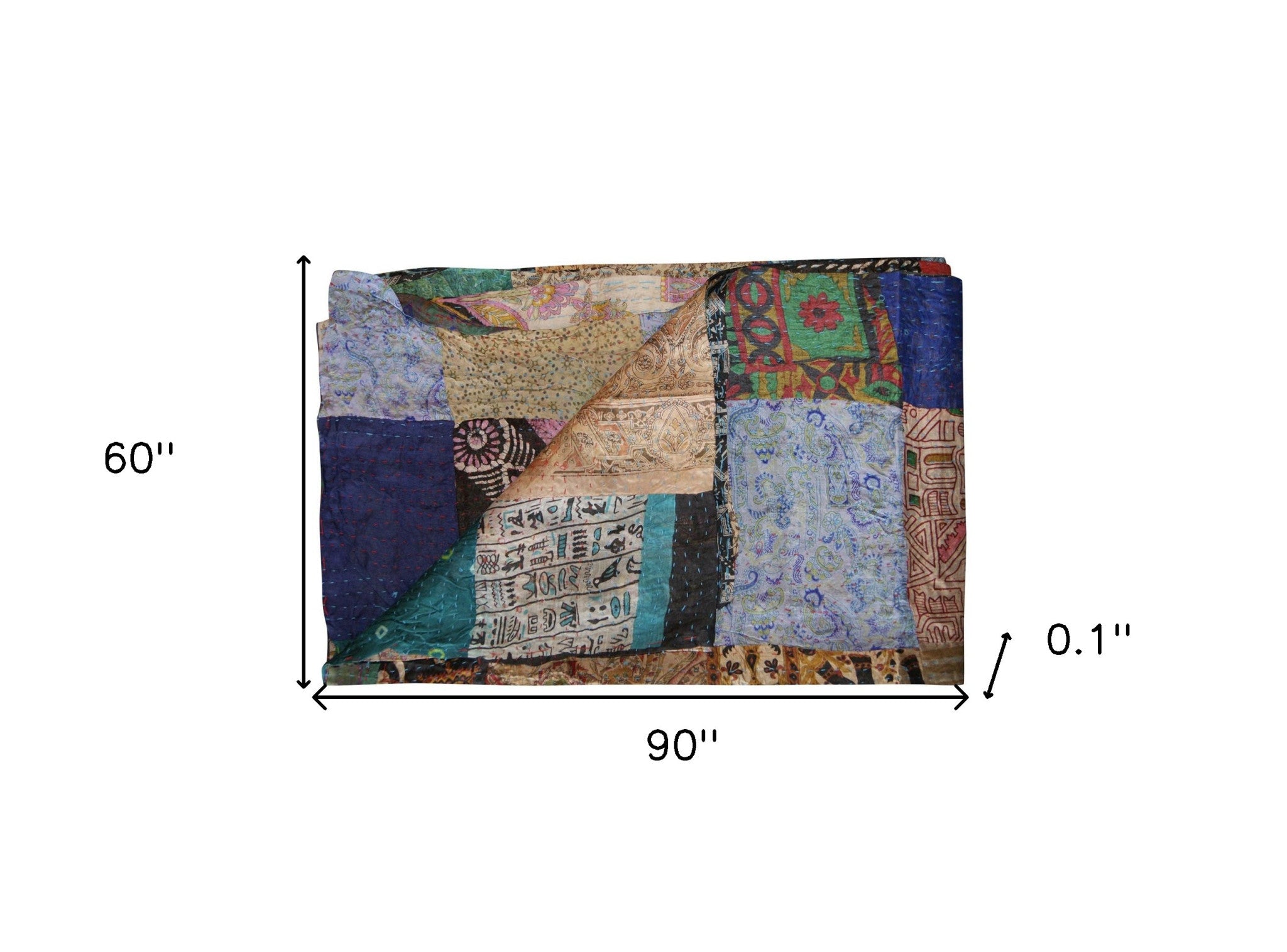 60″ × 90″ Handcrafted Silk Multicolor Throw
