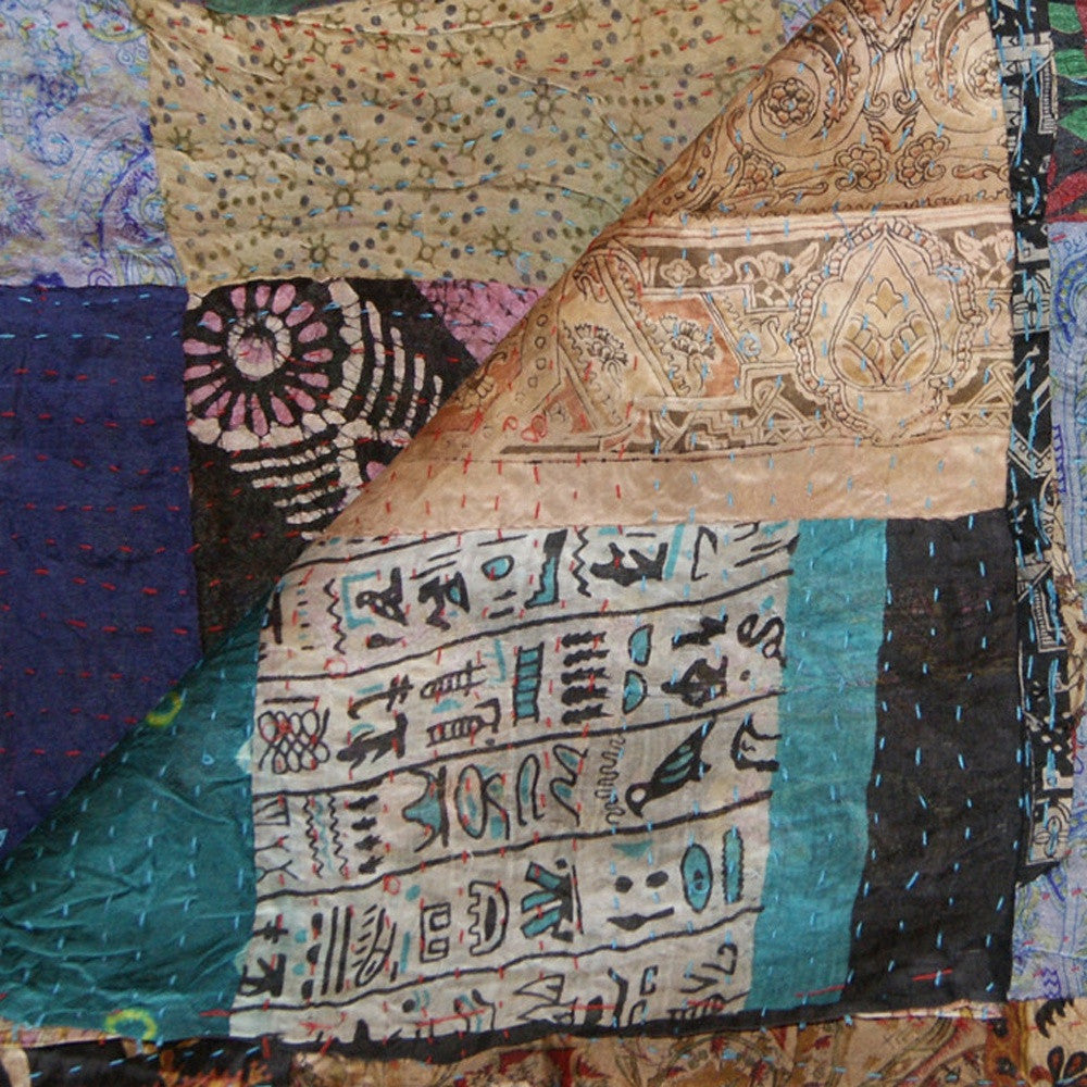 60″ × 90″ Handcrafted Silk Multicolor Throw