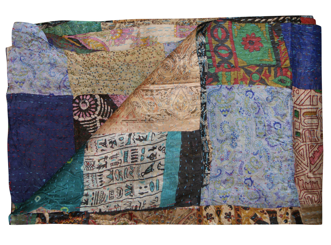 60″ × 90″ Handcrafted Silk Multicolor Throw