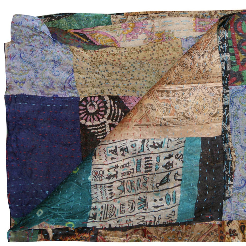 60″ × 90″ Handcrafted Silk Multicolor Throw