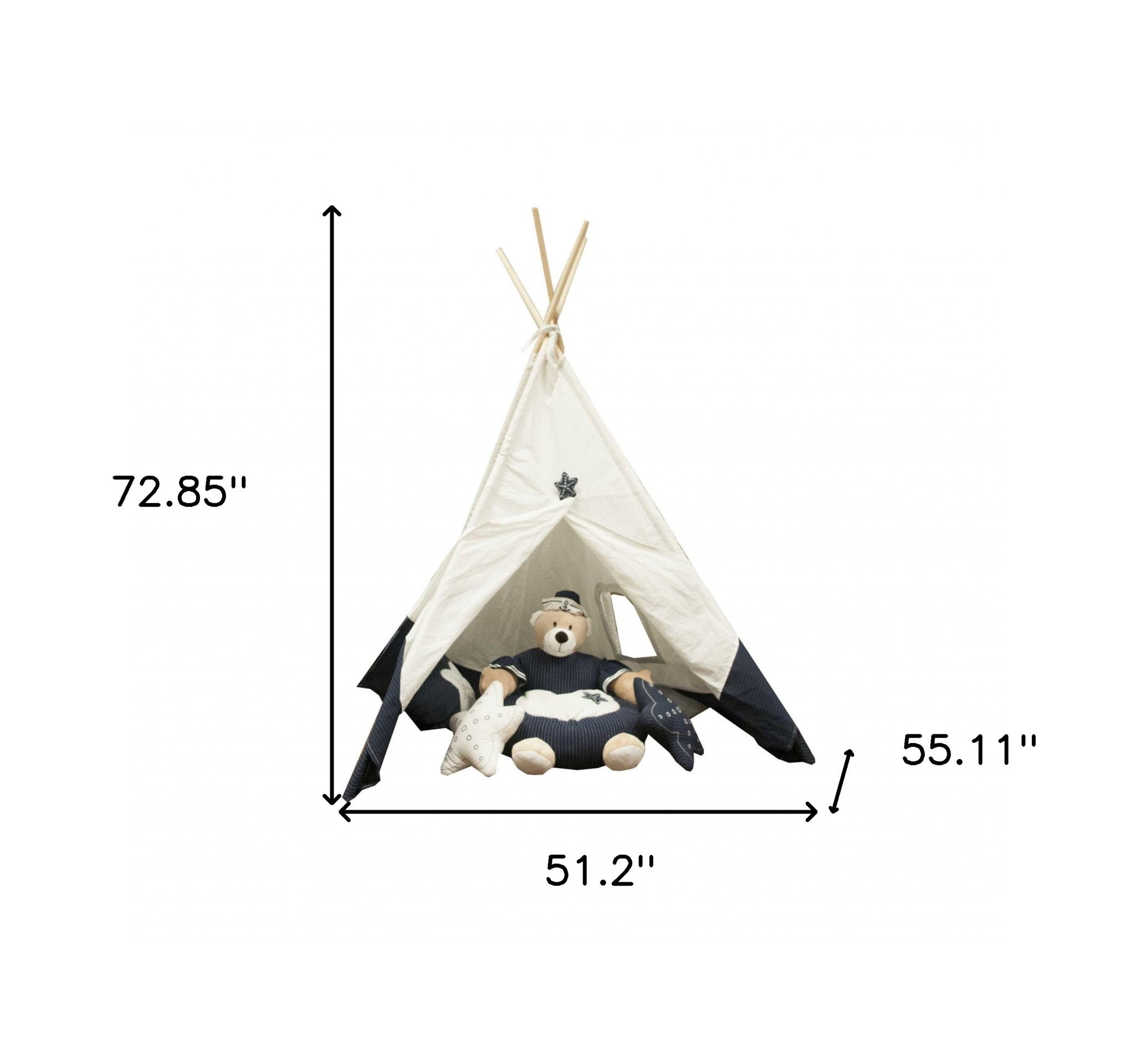 White & Blue Fabric Play Tent