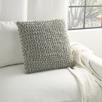 20" Light Gray Cotton-Blend Curly Loops Throw Pillow