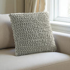 20" Light Gray Cotton-Blend Curly Loops Throw Pillow