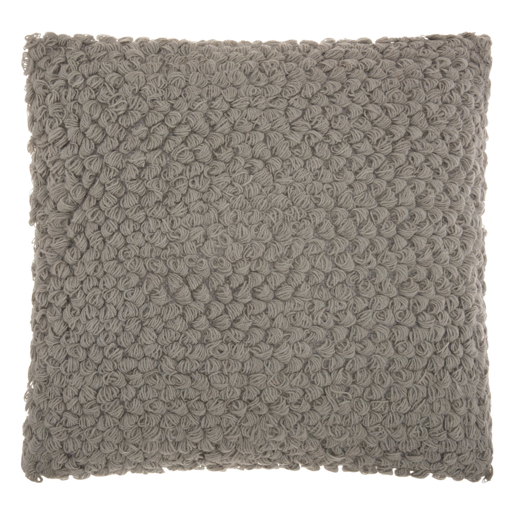 20" Light Gray Cotton-Blend Curly Loops Throw Pillow