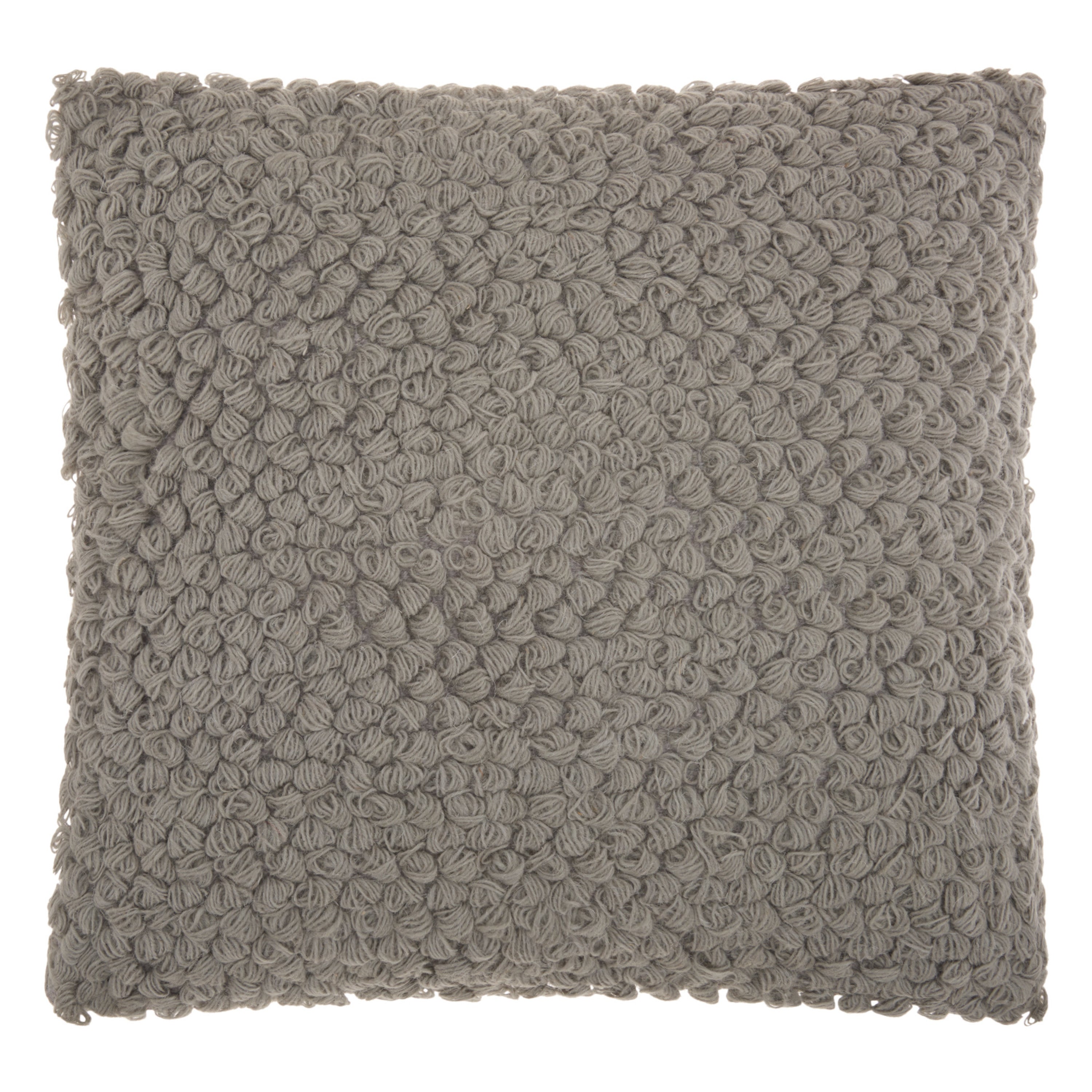 20" Light Gray Cotton-Blend Curly Loops Throw Pillow