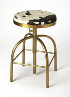 Black, Off-White & Gold Iron Backless Adjustable Swivel Bar Chair