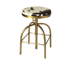 Black, Off-White & Gold Iron Backless Adjustable Swivel Bar Chair