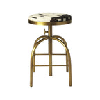 Black, Off-White & Gold Iron Backless Adjustable Swivel Bar Chair