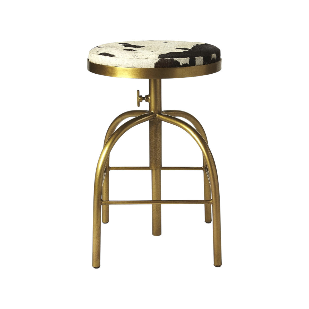 Black, Off-White & Gold Iron Backless Adjustable Swivel Bar Chair