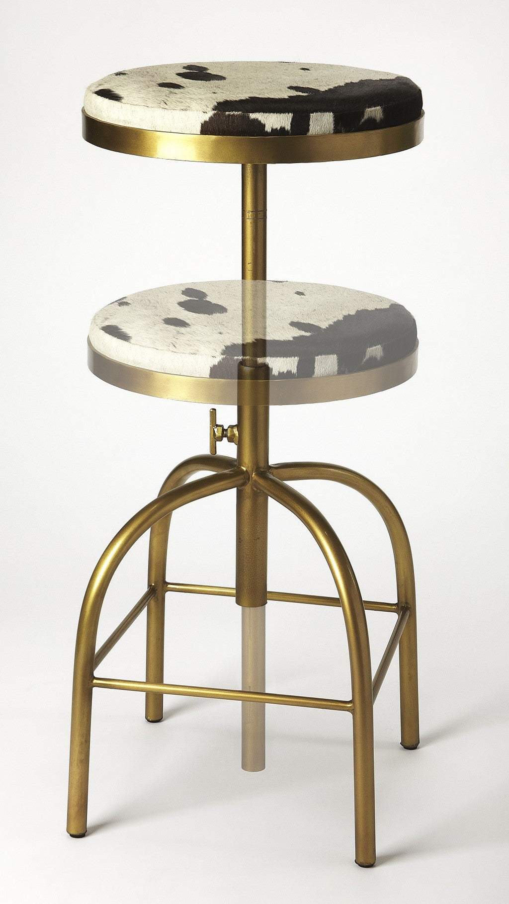 Black, Off-White & Gold Iron Backless Adjustable Swivel Bar Chair