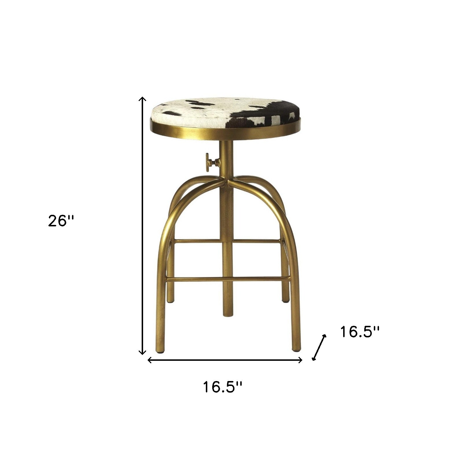 Black, Off-White & Gold Iron Backless Adjustable Swivel Bar Chair
