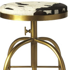 Black, Off-White & Gold Iron Backless Adjustable Swivel Bar Chair