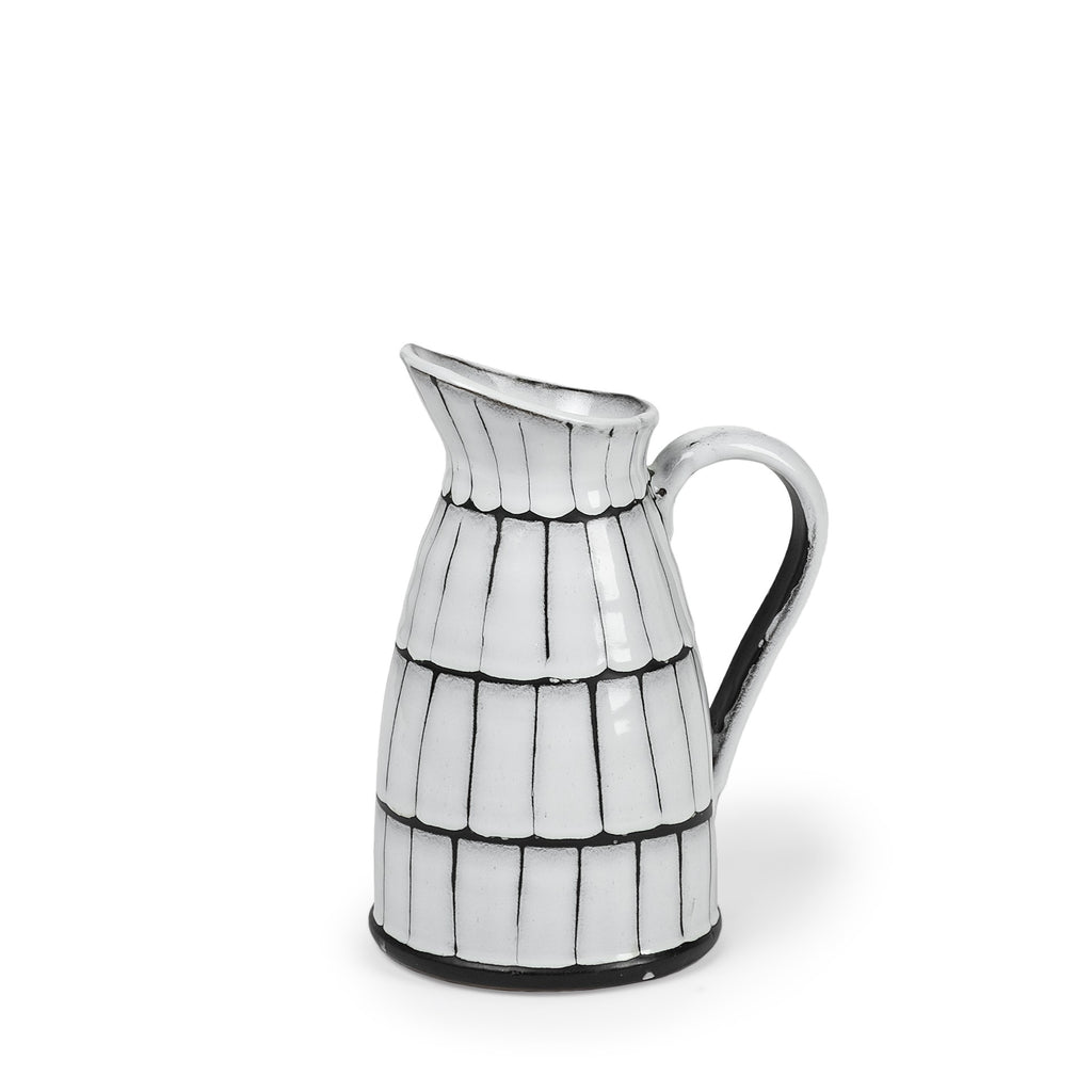 10" Black & White Cylinder Ceramic Urns Jars
