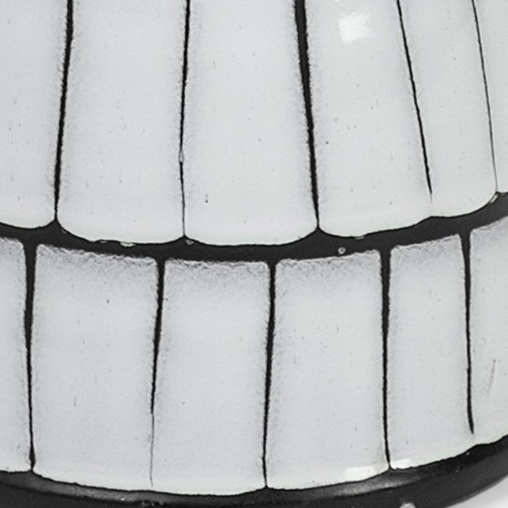 10" Black & White Cylinder Ceramic Urns Jars