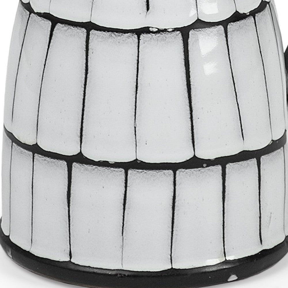 10" Black & White Cylinder Ceramic Urns Jars