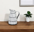 10" Black & White Cylinder Ceramic Urns Jars