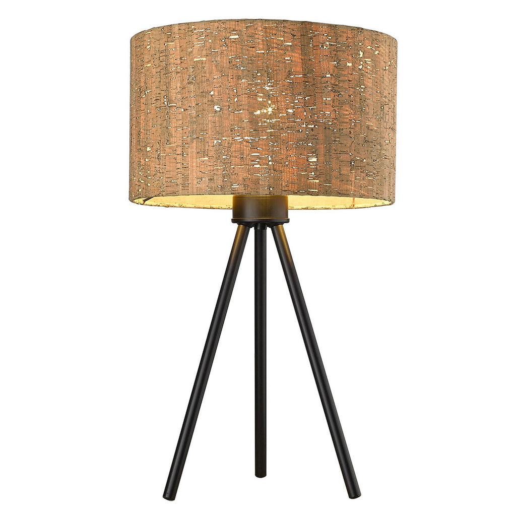 22″ Black Tripod Table Lamp with Beige Shade