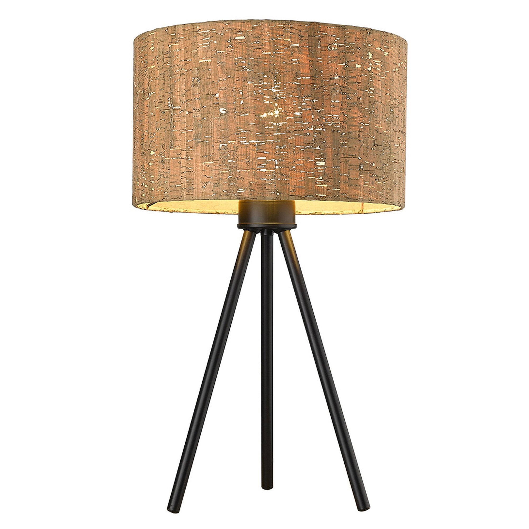 22″ Black Tripod Table Lamp with Beige Shade