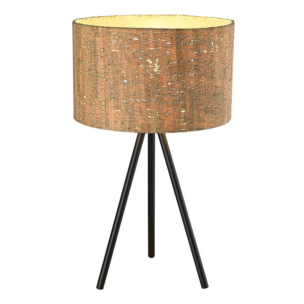 22″ Black Tripod Table Lamp with Beige Shade