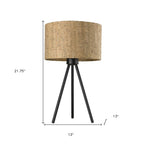 22″ Black Tripod Table Lamp with Beige Shade