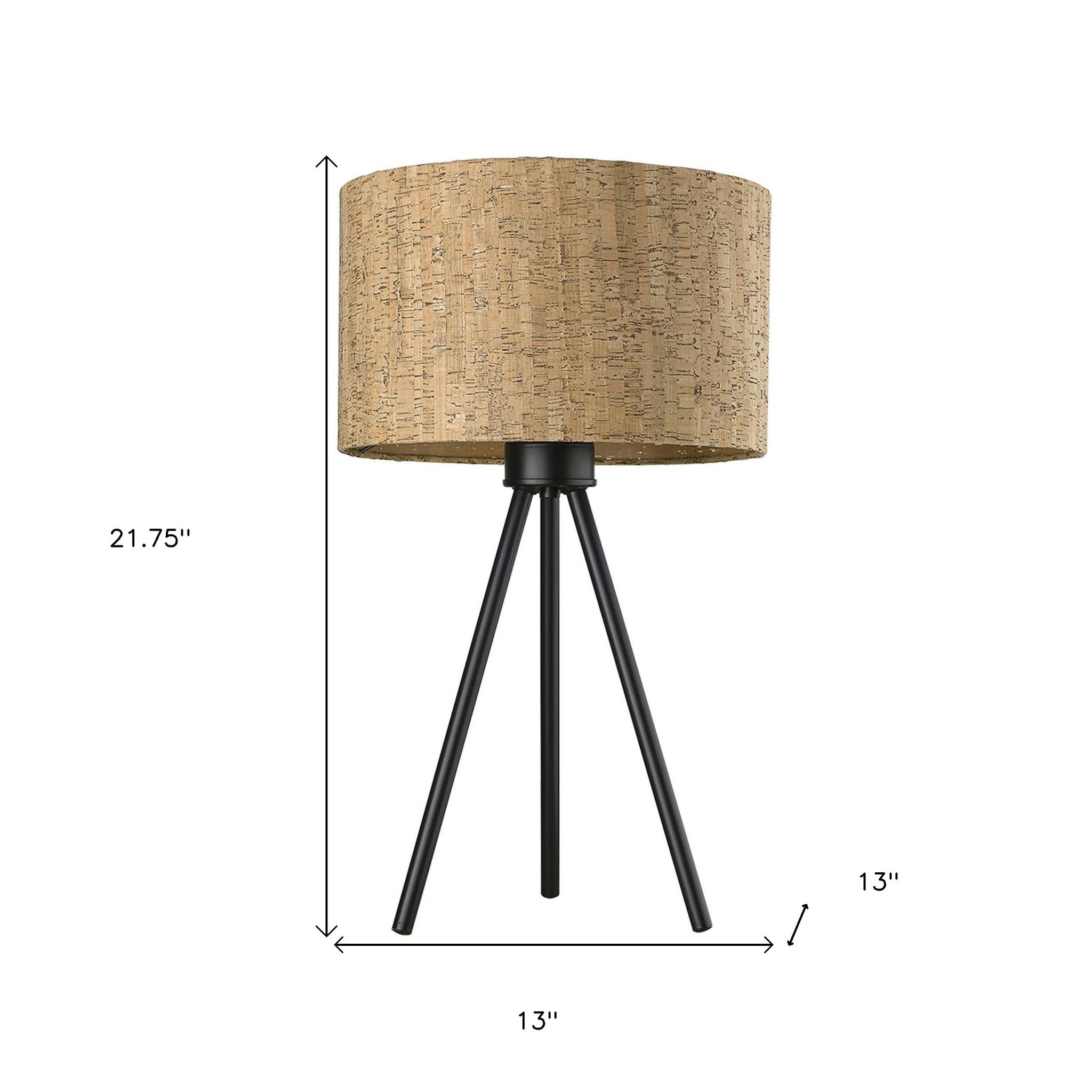 22″ Black Tripod Table Lamp with Beige Shade