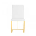 White & Gold Upholstered Faux Leather Dining Side Chair