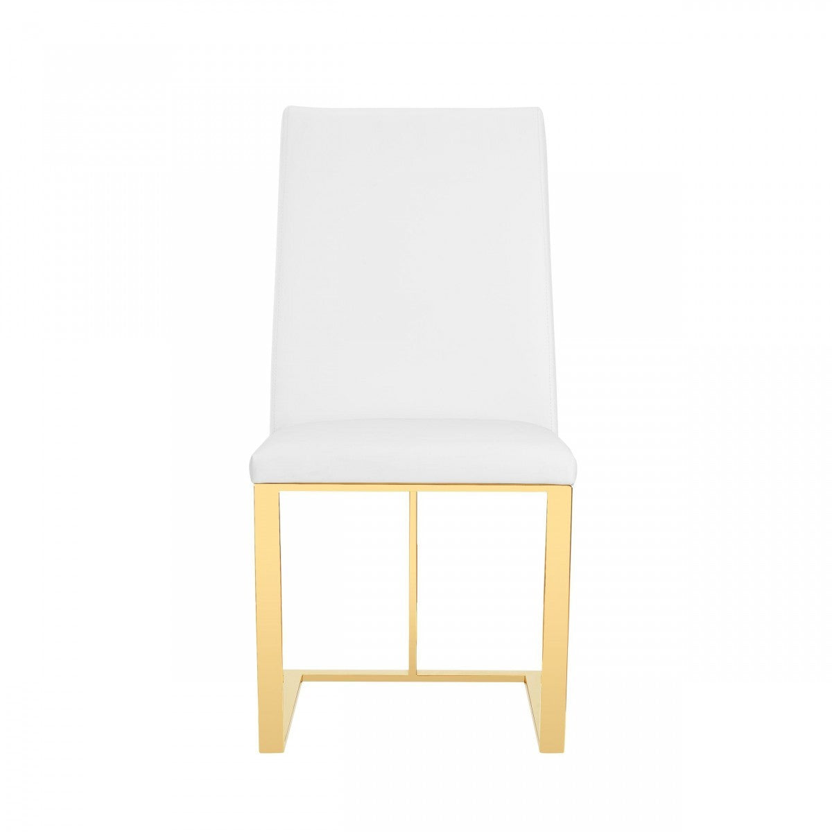 White & Gold Upholstered Faux Leather Dining Side Chair