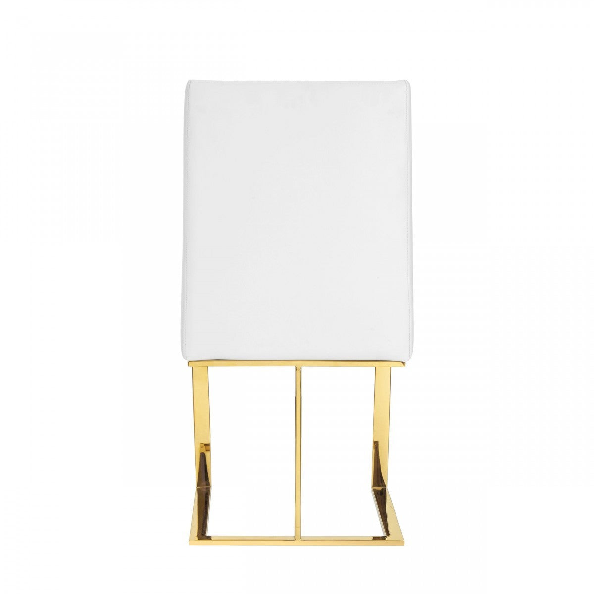 White & Gold Upholstered Faux Leather Dining Side Chair