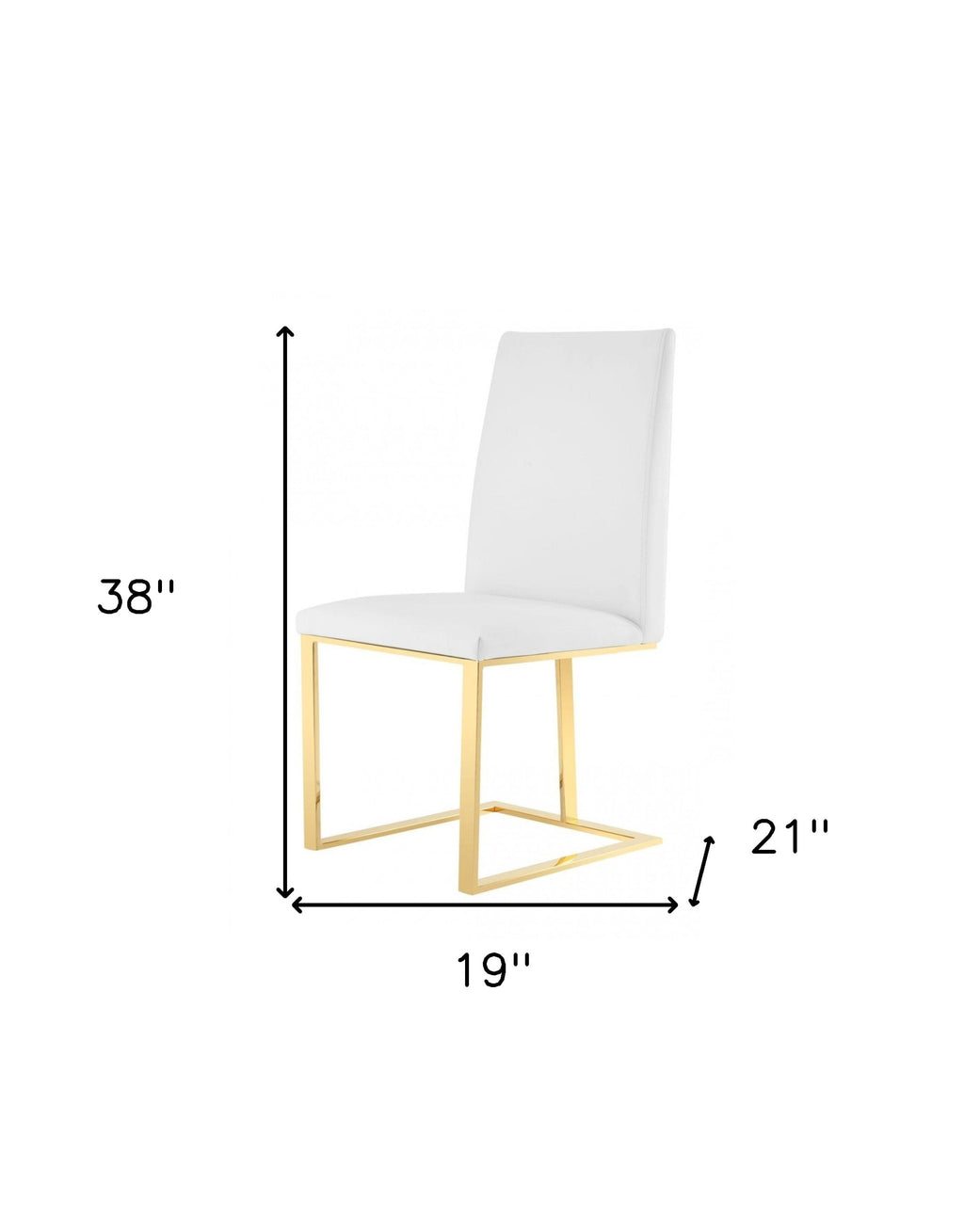 White & Gold Upholstered Faux Leather Dining Side Chair