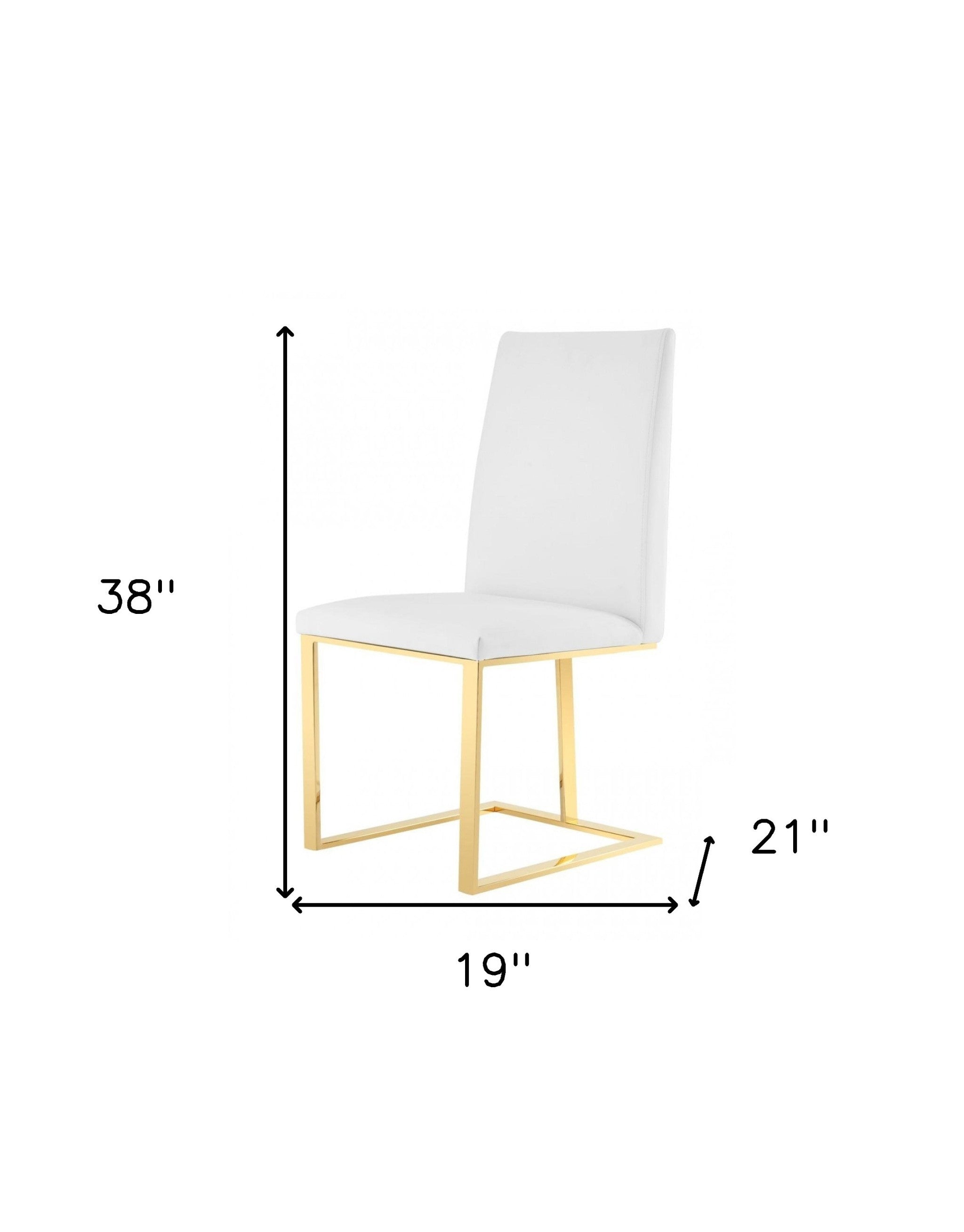 White & Gold Upholstered Faux Leather Dining Side Chair