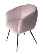 Pink & Black Upholstered Velvet Dining Arm Chair