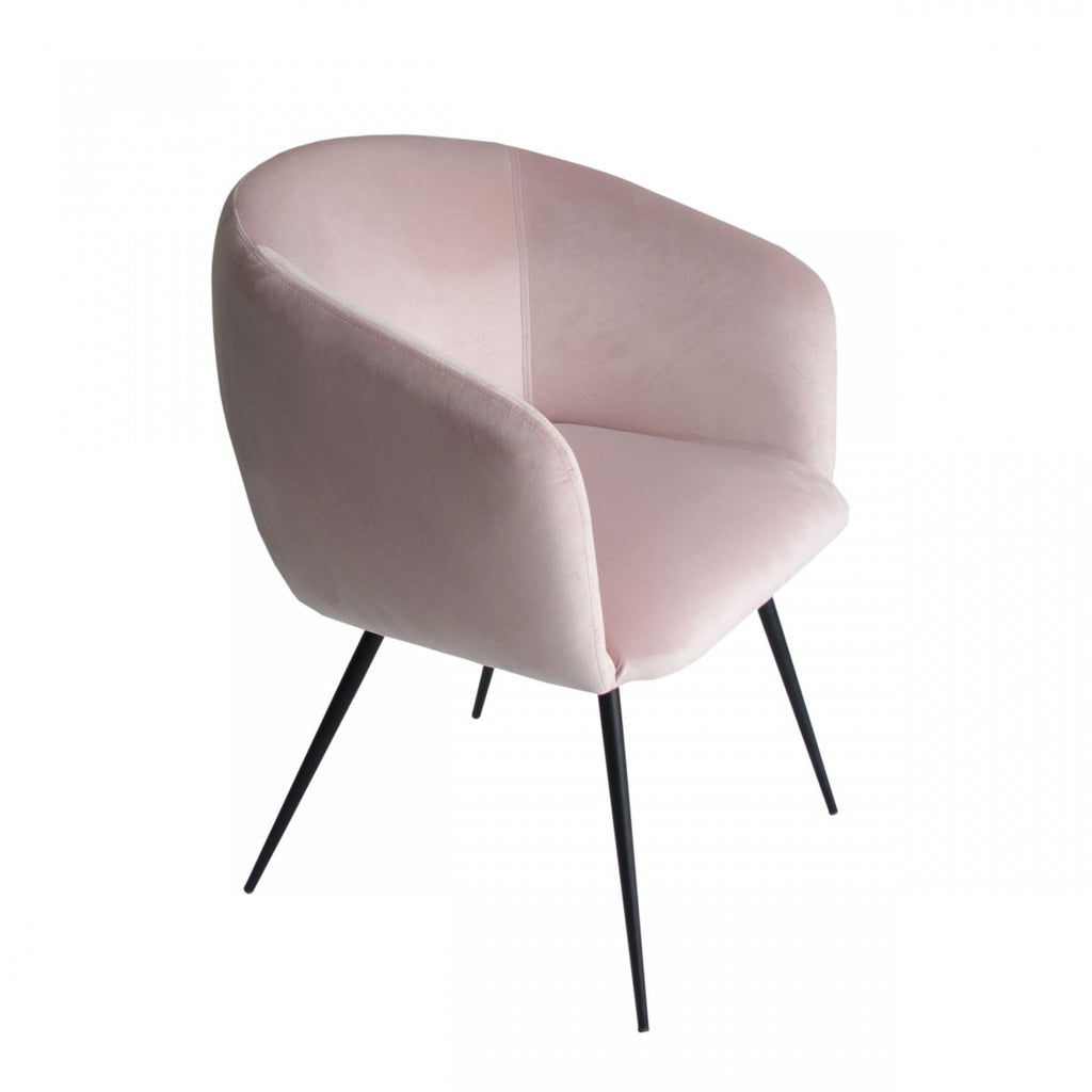 Pink & Black Upholstered Velvet Dining Arm Chair