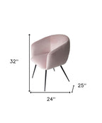 Pink & Black Upholstered Velvet Dining Arm Chair