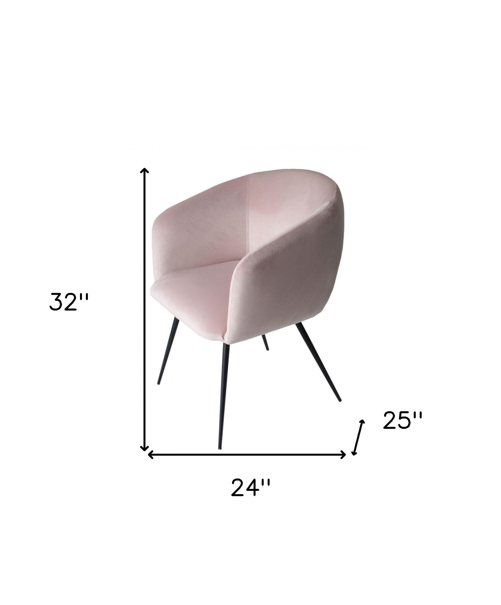 Pink & Black Upholstered Velvet Dining Arm Chair