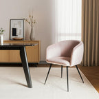 Pink & Black Upholstered Velvet Dining Arm Chair