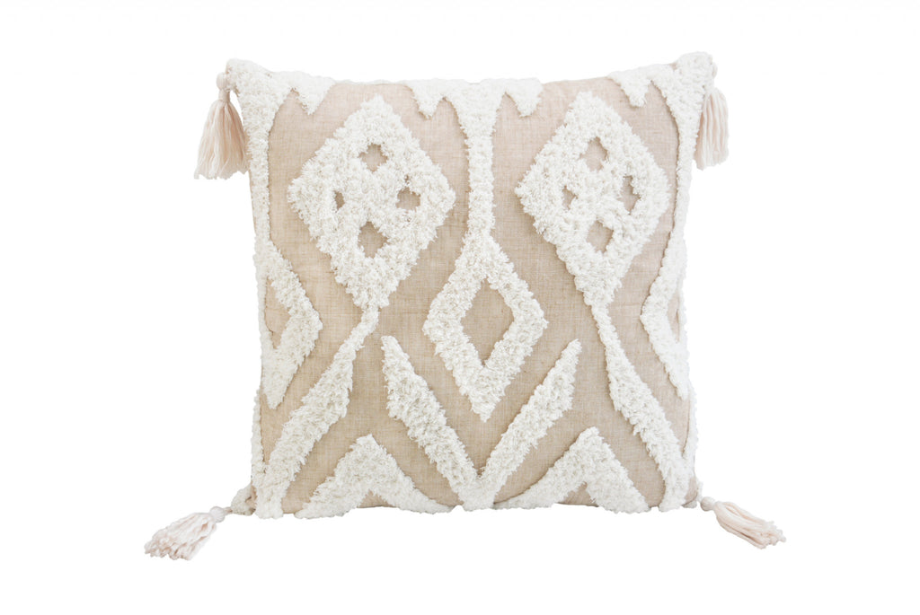 17" X 17" Bohemian Ikat Zippered Throw Pillow With Tassels