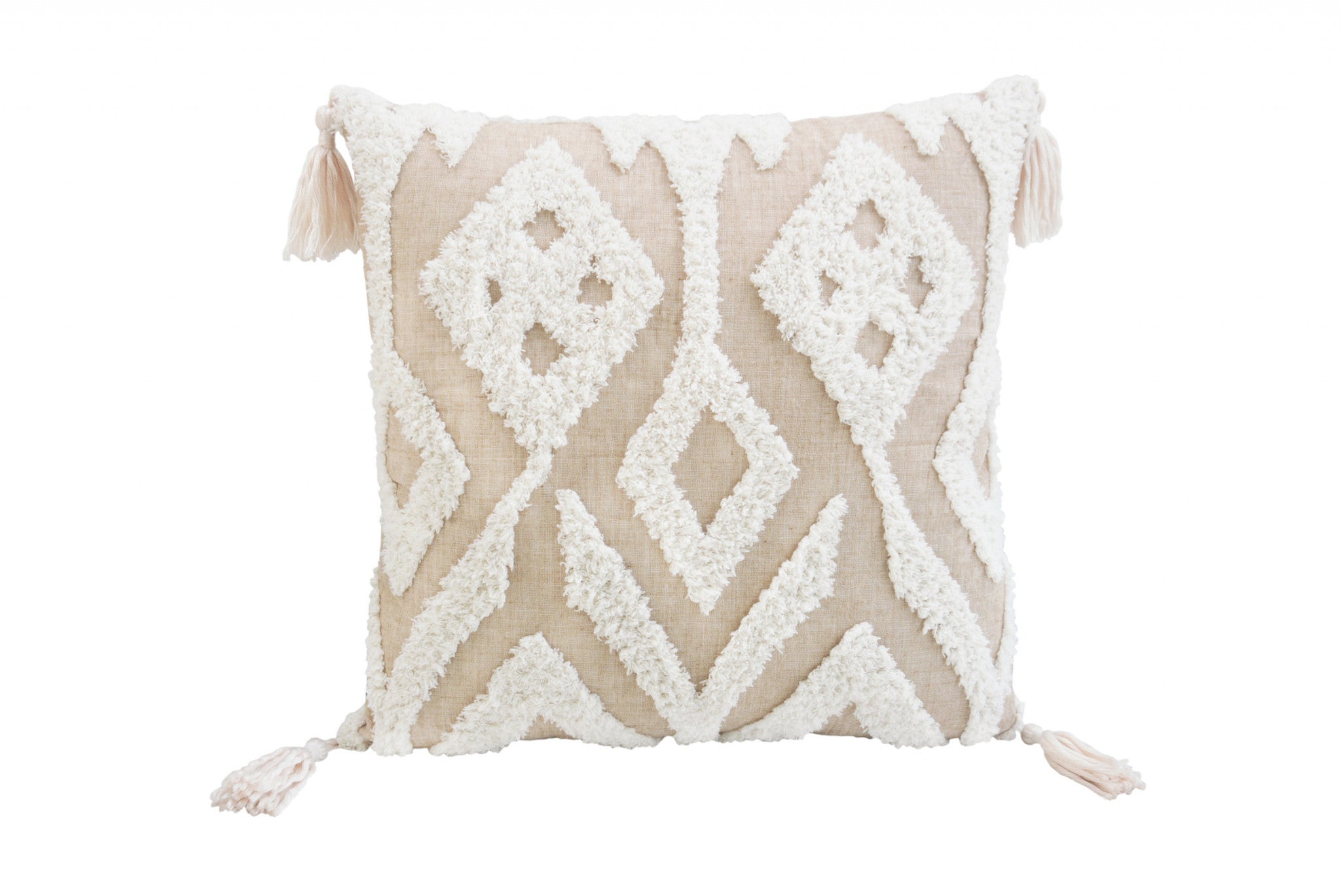 17" X 17" Bohemian Ikat Zippered Throw Pillow With Tassels
