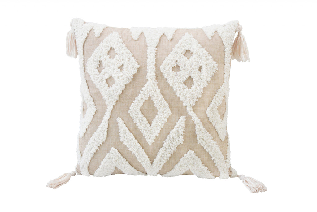 17" X 17" Bohemian Ikat Zippered Throw Pillow With Tassels